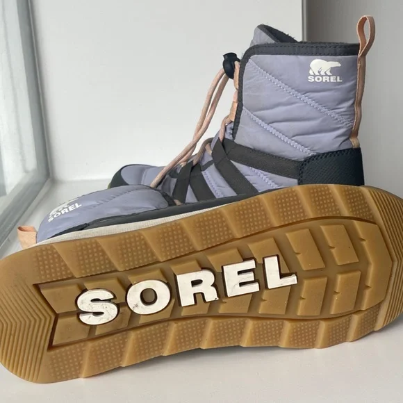 Sorel Quilted Boots with Pink and Gray Accents - Picture 3 of 4